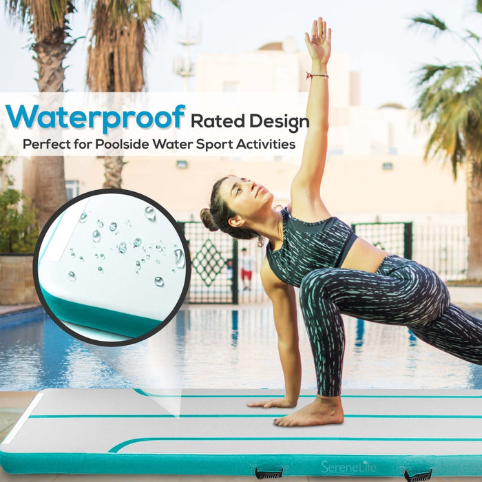 Inflatable Gymnastics Mat 13ft - Bouncy, Durable, Aquamarine