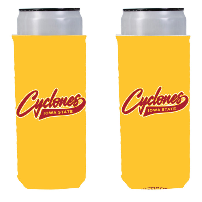 Iowa State Gold Script Tail Slim Koozie