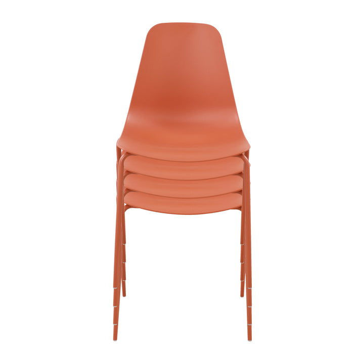 Isla Stackable Dining Chair | Coral Red | Set of 4