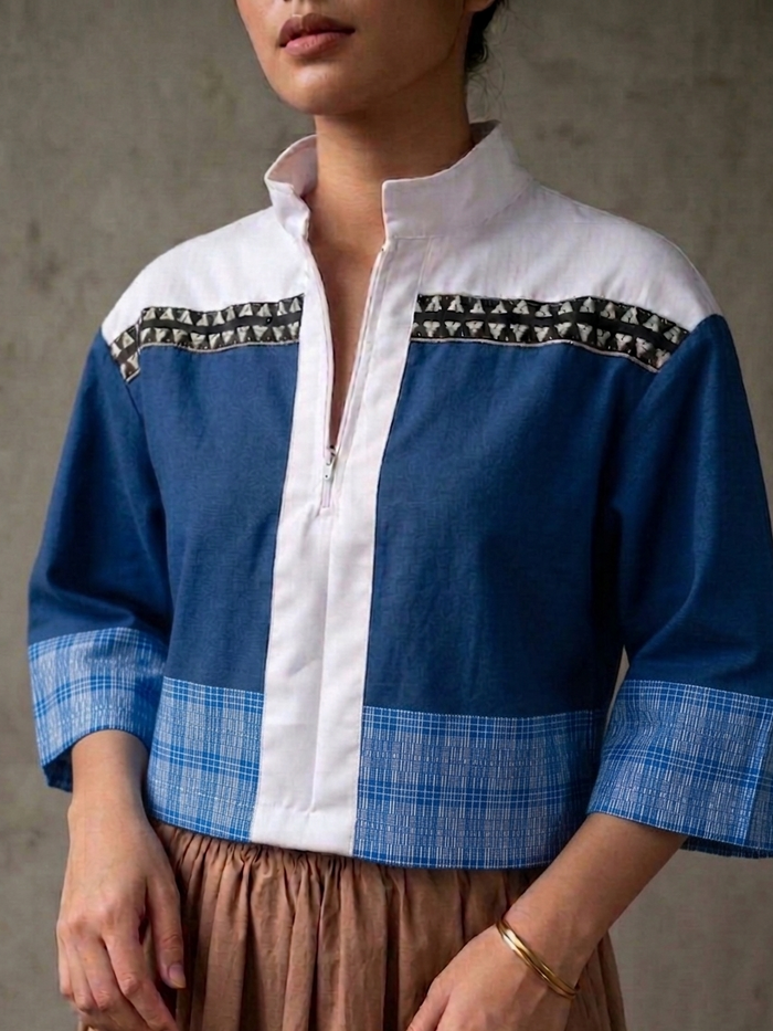 small / Blue cotton Linen with blue Binakol