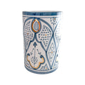 blue pattern motif handmade moroccan vase with gold detail