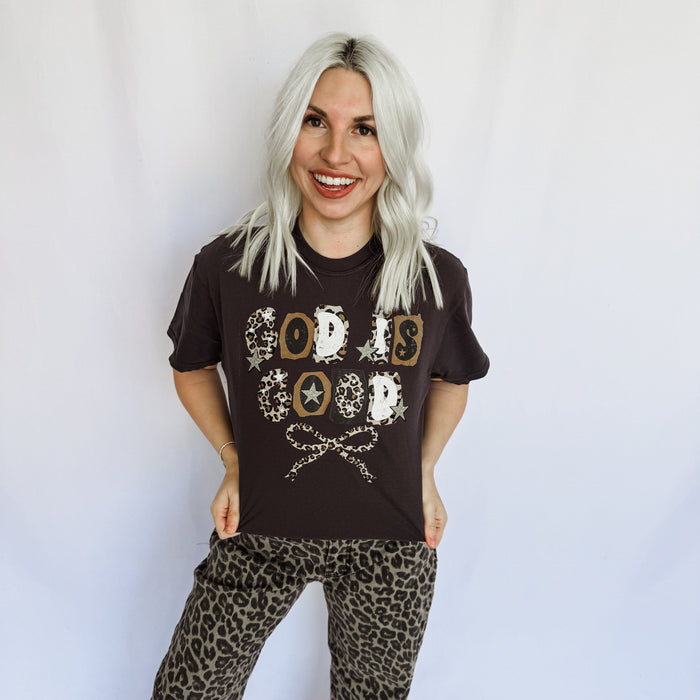 Leopard God Is Good Graphic Tee D-1083