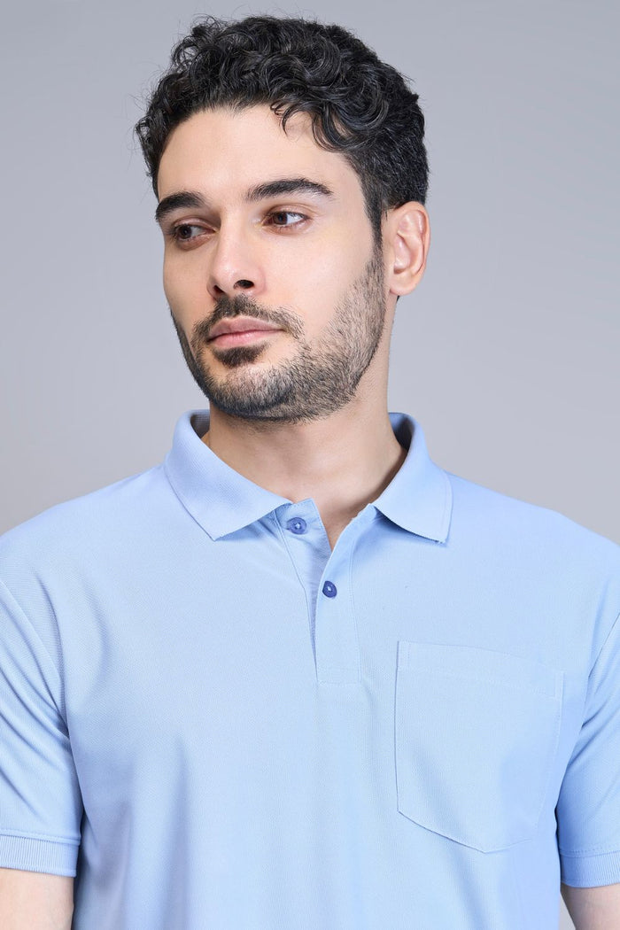 Light Blue Smart Tech Pocket + Polo T-shirts Maxzone Clothing