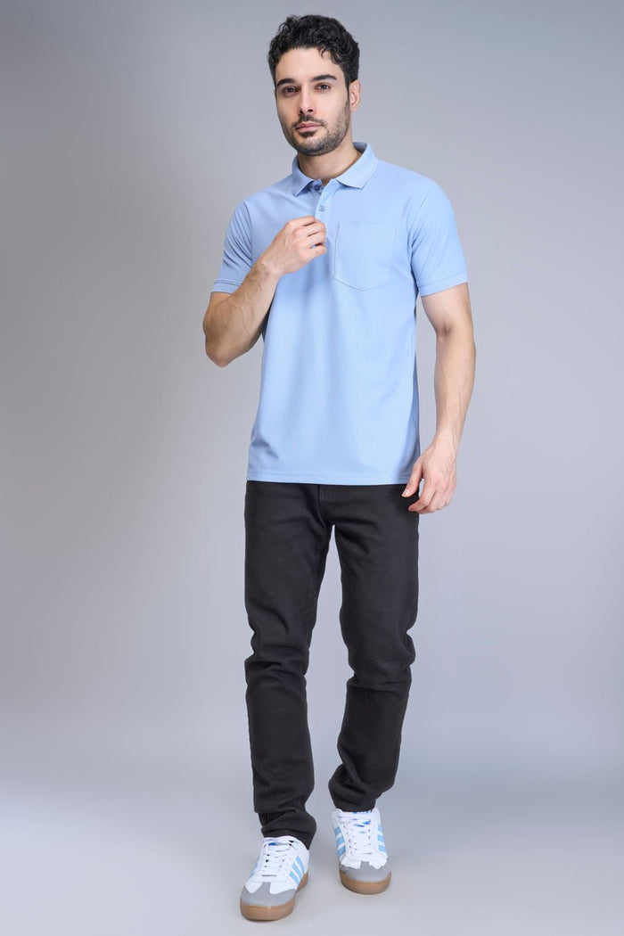 Light Blue Smart Tech Pocket + Polo T-shirts Maxzone Clothing