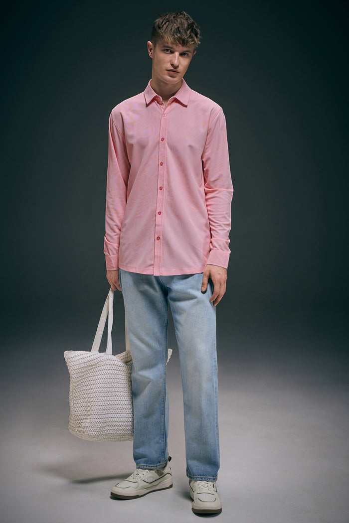 Light Pink Smart Tech Full Sleeve Shirt