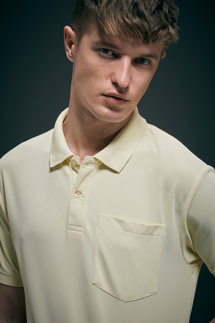 Light Yellow Smart Tech Pocket + Polo T-shirts Maxzone Clothing