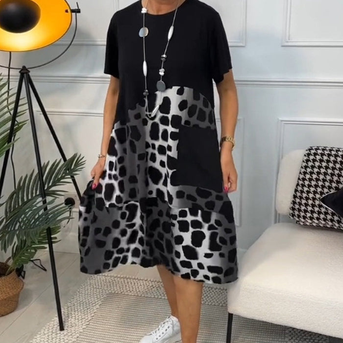 Lisette - Robe ample imprimée à col rond et manches courtes
