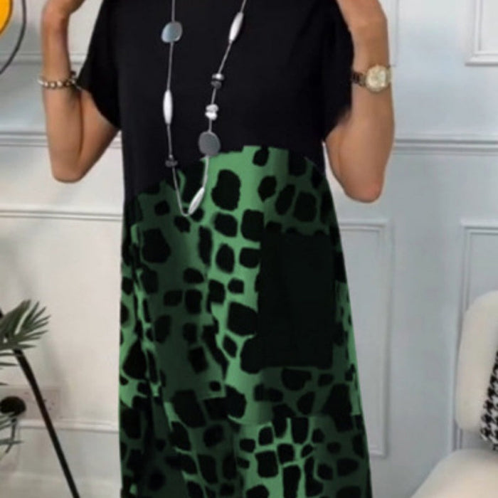 Lisette - Robe ample imprimée à col rond et manches courtes