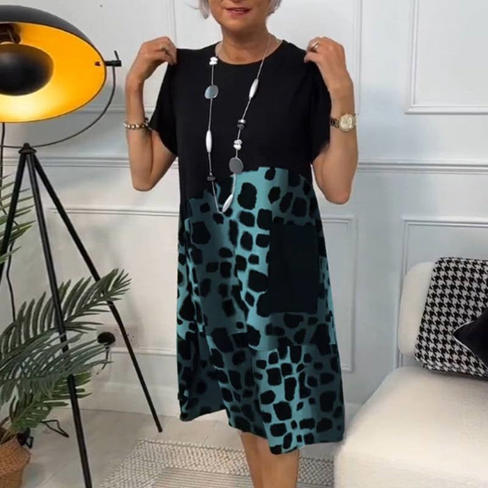 Lisette - Robe ample imprimée à col rond et manches courtes