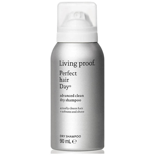 Living Proof Perfect Hair Day PhD dry shampoo in 90ml bottle, lightweight formula for clean, refreshed hair without water.