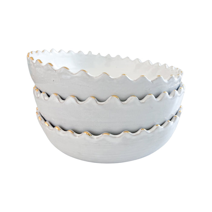 moroccan white scalloped ceramic bowl
