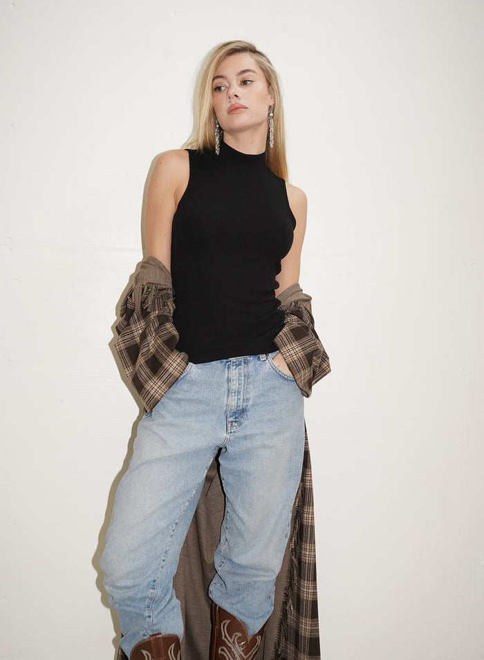 LNA Double Layer Mock Neck Sleeveless Top - Multiple Colors!