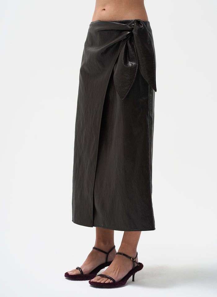 VEGA FAUX LEATHER WRAP SKIRT