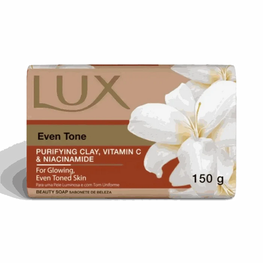 LUX Body Soap Even Tone 150g bar with purifying clay, Vitamin C, and niacinamide for smooth, even skin