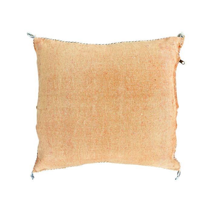 Artisanal Handmade Moroccan embroidered cactus silk sabra lumbar pillow orange handwoven boho eclectic decor