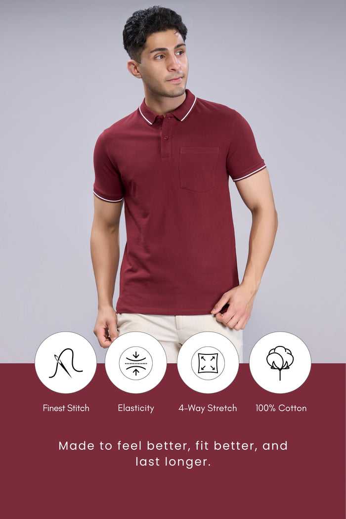 Maroon - Identity Pocket Polo