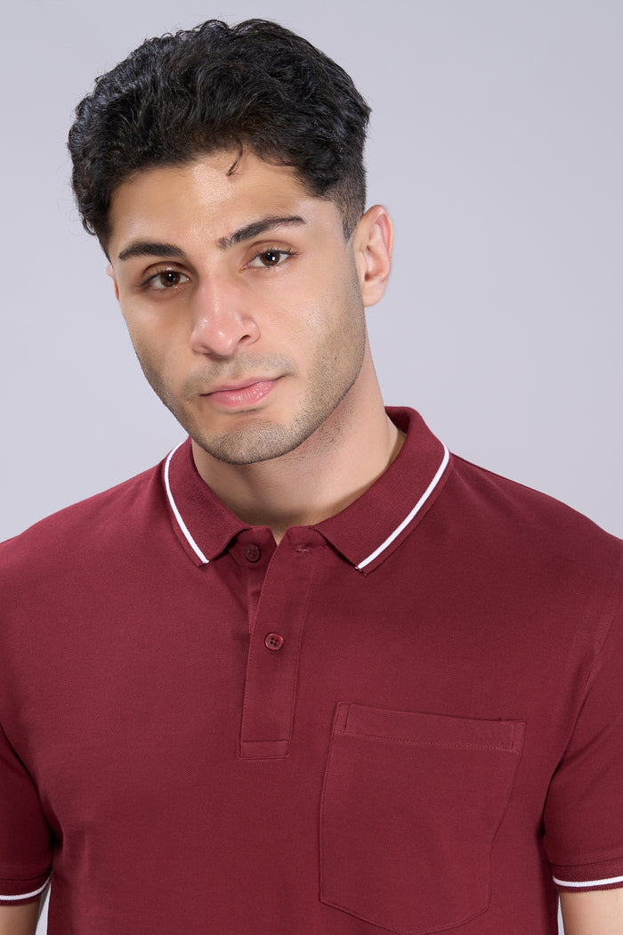 Maroon - Identity Pocket Polo