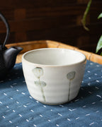 Mashiko-Yaki Yunomi, Off White with Grey Accent