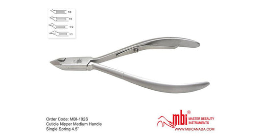 MBI 4.5" Stainless Steel Cuticle Nipper with Double Spring (1/4 jaw)