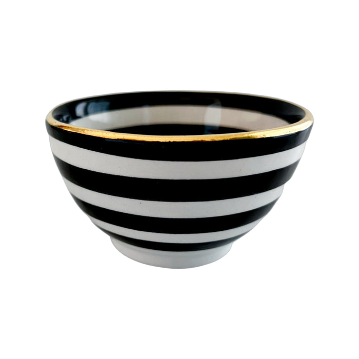 black striped moroccan mini trinket dish or sauce bowl