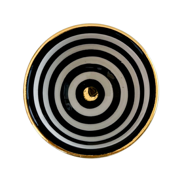 black striped moroccan mini trinket dish or sauce bowl