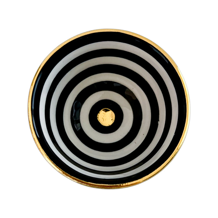 black striped moroccan mini trinket dish or sauce bowl