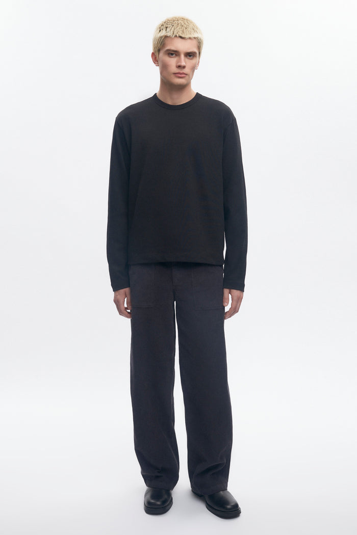 Men's Box Slub Longsleeve in Black