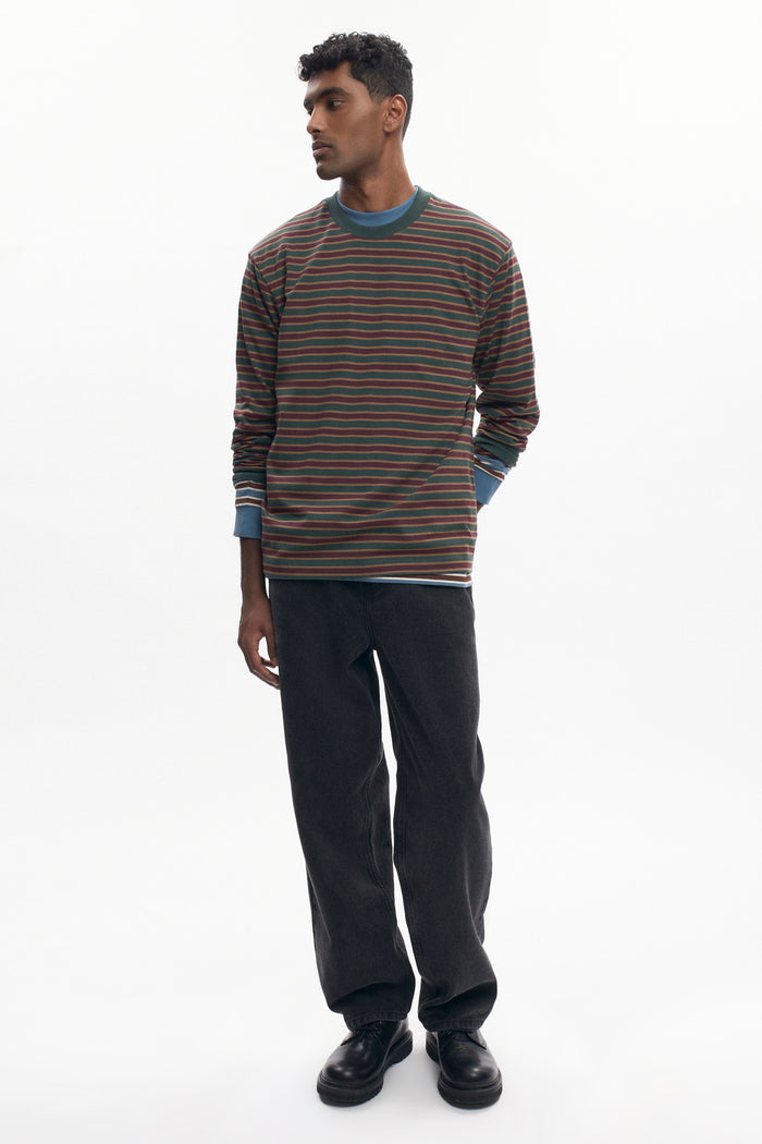 Men's Midweight Longsleeve in Bottle Green/Plum/Otter