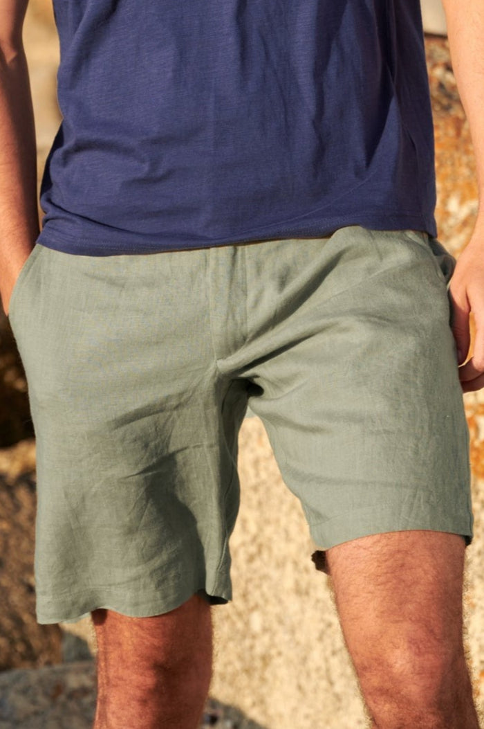 Men's Premium Linen Shorts | Khaki - Aspiga