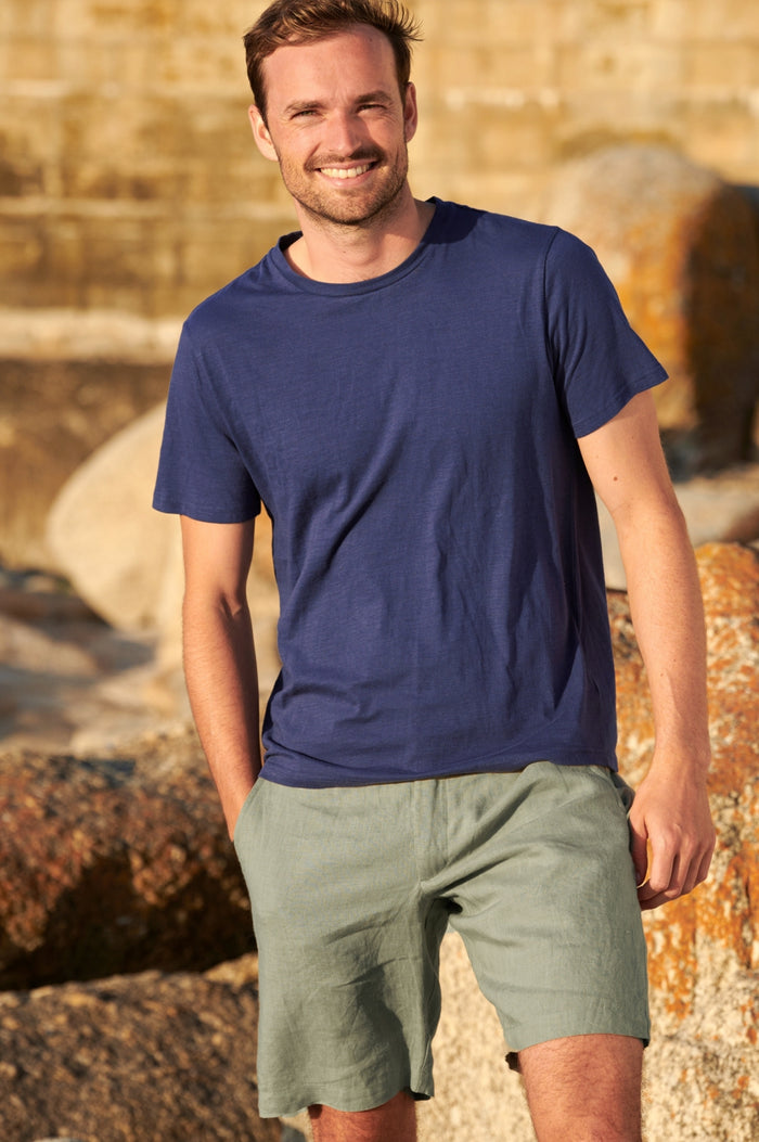 Men's Premium Linen Shorts | Khaki - Aspiga