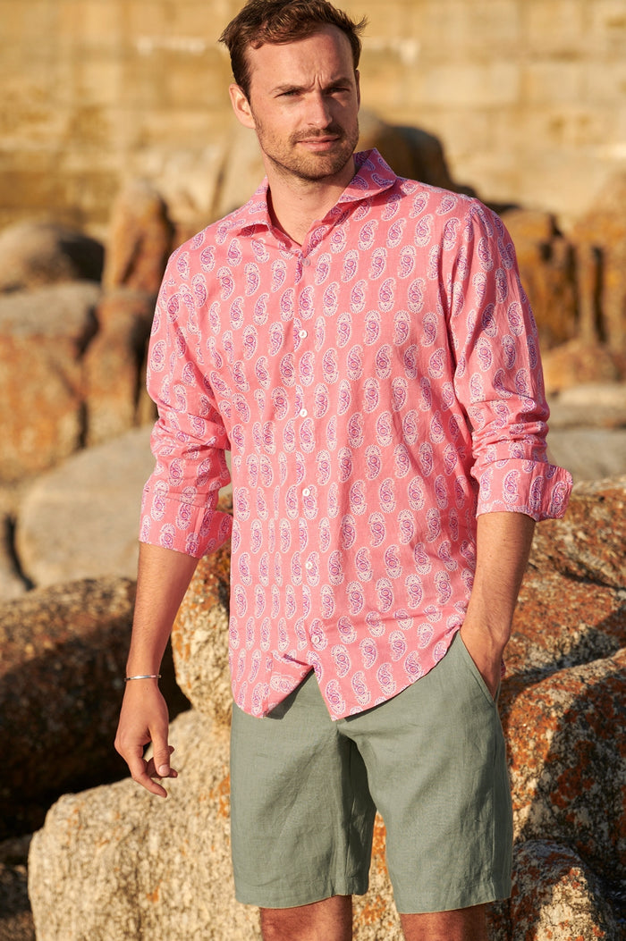 Men's Premium Linen Shorts | Khaki - Aspiga