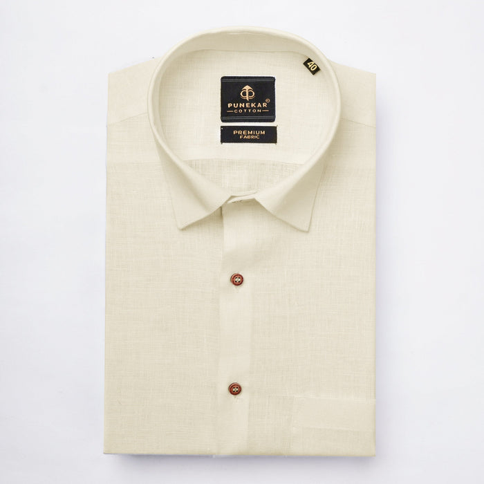 Milky White Color Prime Linen Shirt For Men - Punekar Cotton