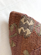 Handmade traditional Turkish kilim pillow cover made with vintage rugs 18x18 green brown purple