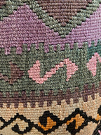 Handmade traditional Turkish kilim pillow cover made with vintage rugs 18x18 green brown purple