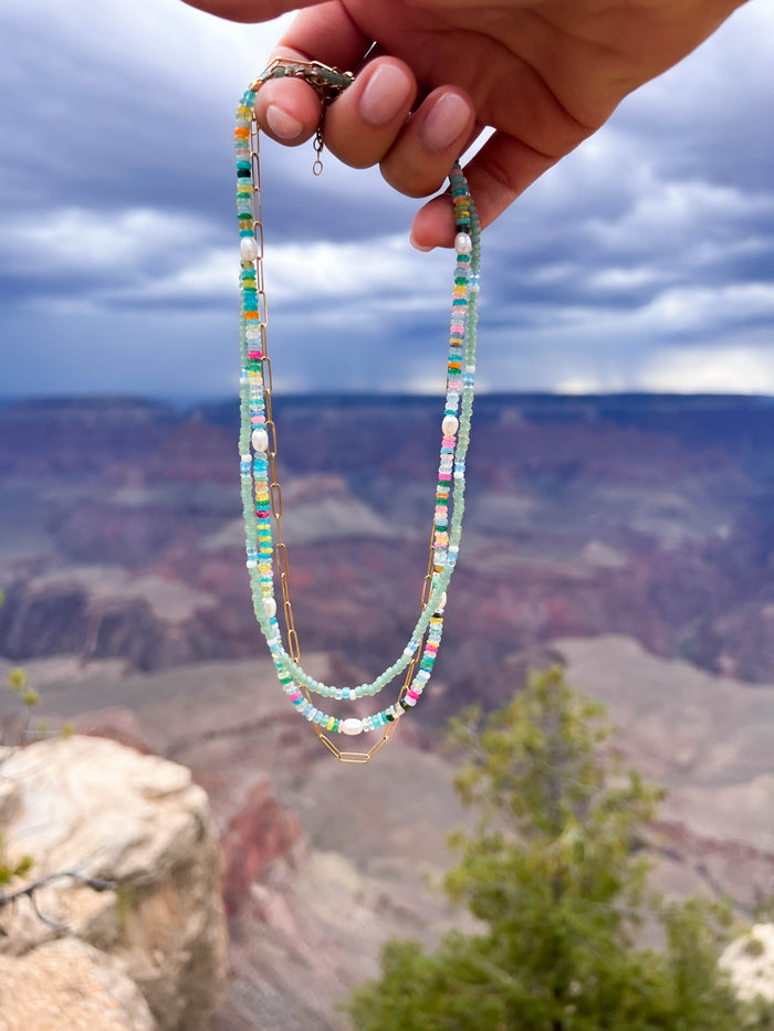 Mist Glass Beaded Necklace