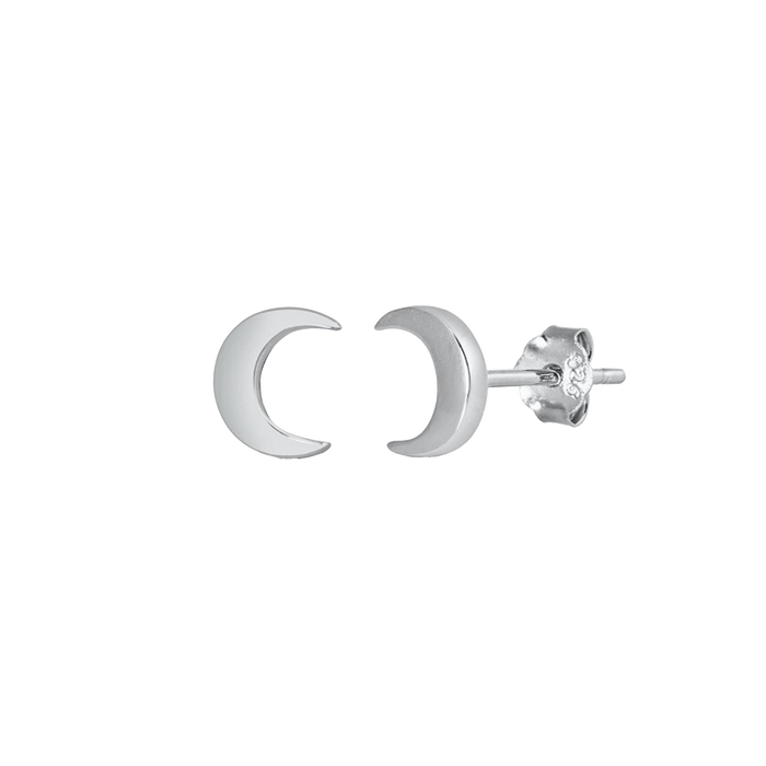 Moon Sterling Silver Post Earrings