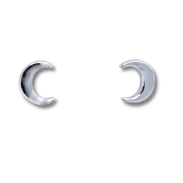 Moon Sterling Silver Post Earrings