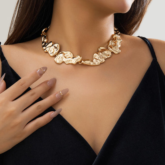 N2652 - Golden Lava Choker Necklace