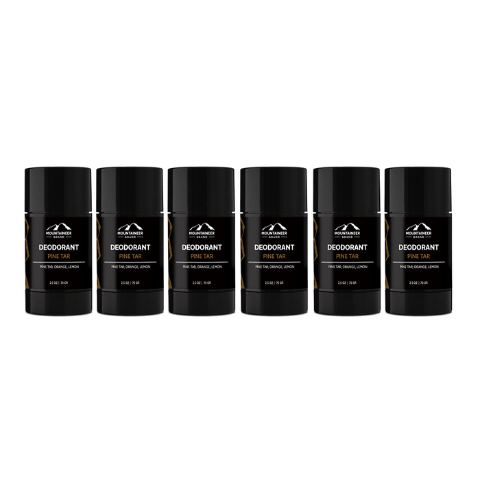 A Natural Deodorant 6-Pack by Mountaineer Brand Products on a white background.
