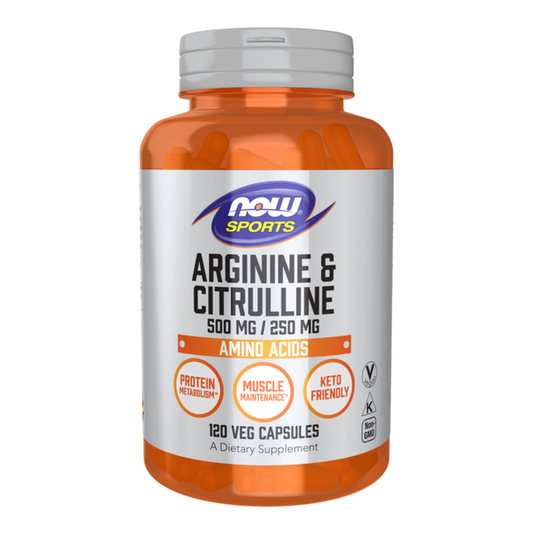 Now Arginine & Citrulline 500mg/250mg 120 Veg Capsules - كبسولات أرجينين وسيترولين ناو 500 ملغ / 250 ملغ - 120 كبسولة نباتية