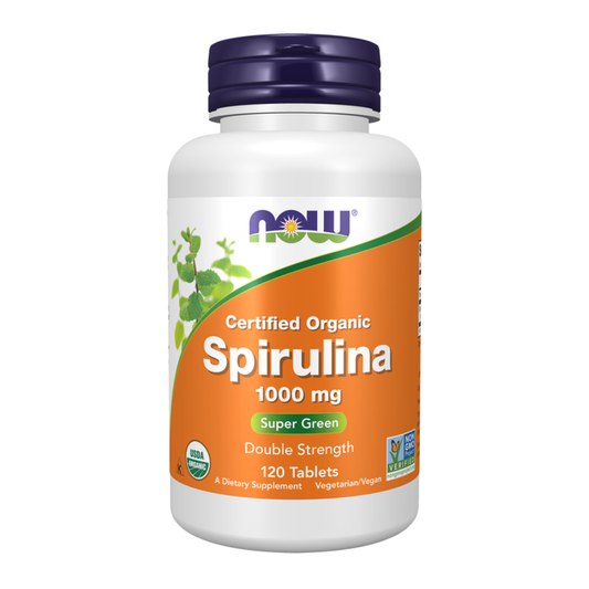 Now Spirulina, Double Strength, Organic 1000 mg 120 Tablets - أقراص السبيرولينا العضوية مزدوجة القوة ناو 1000 ملغ - 120 قرص