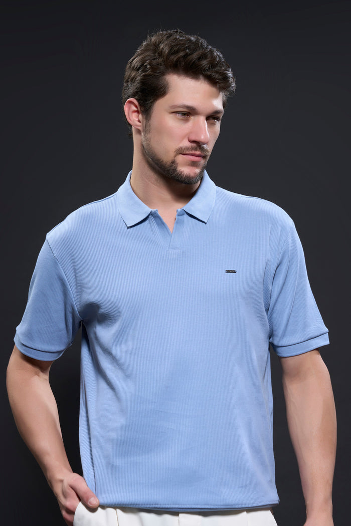 Old Money Knit Polo - Air Blue