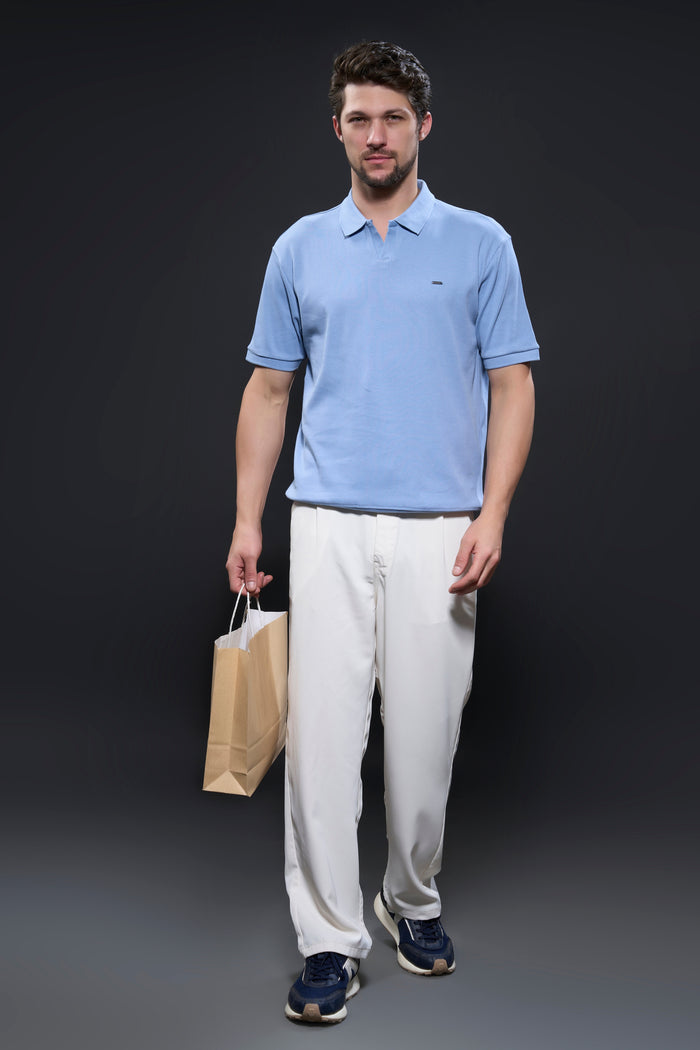Old Money Knit Polo - Air Blue