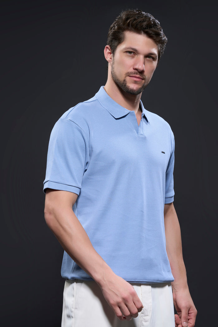 Old Money Knit Polo - Air Blue