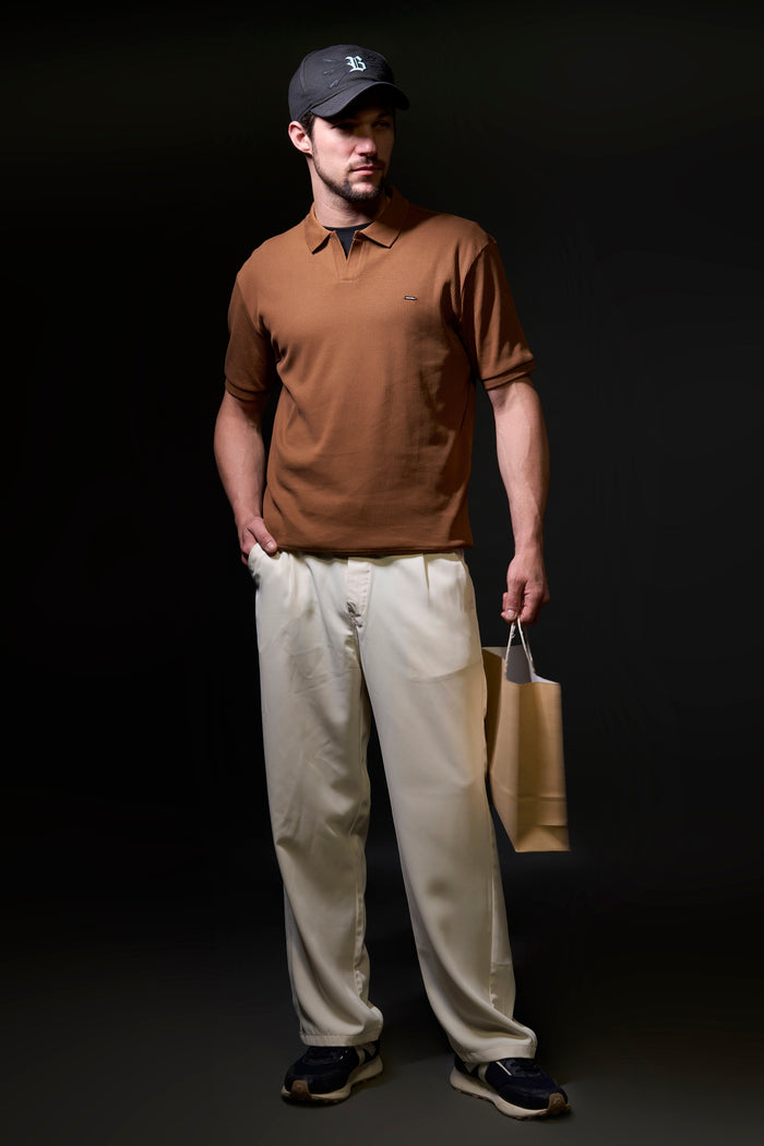 Old Money Knit Polo - Hot Brown