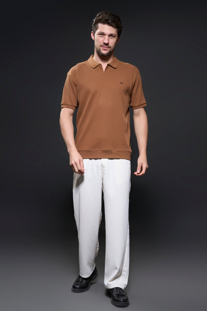 Old Money Knit Polo - Hot Brown