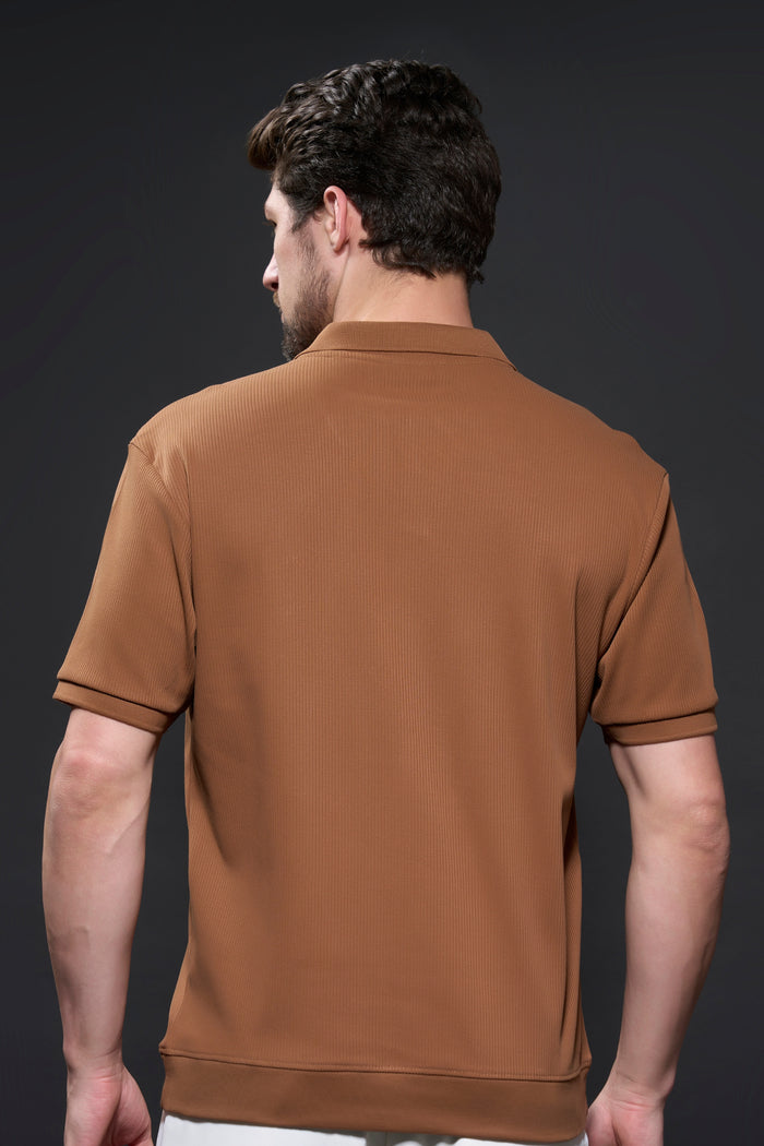 Old Money Knit Polo - Hot Brown