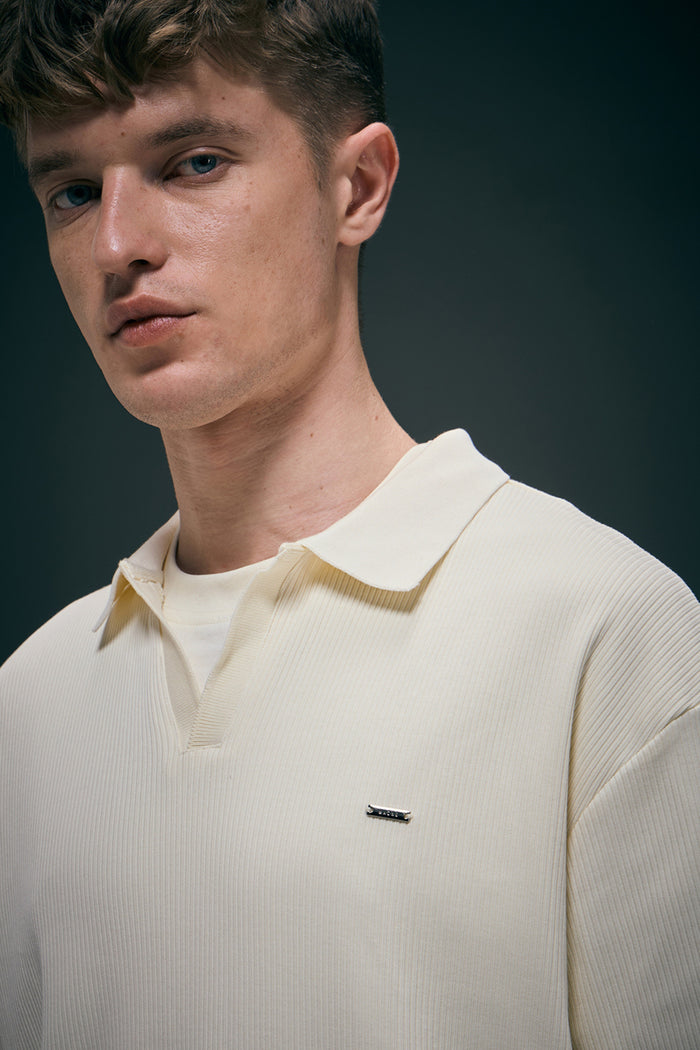 Old Money Knit Polo - Powder White Polo T-SHIRT Maxzone Clothing