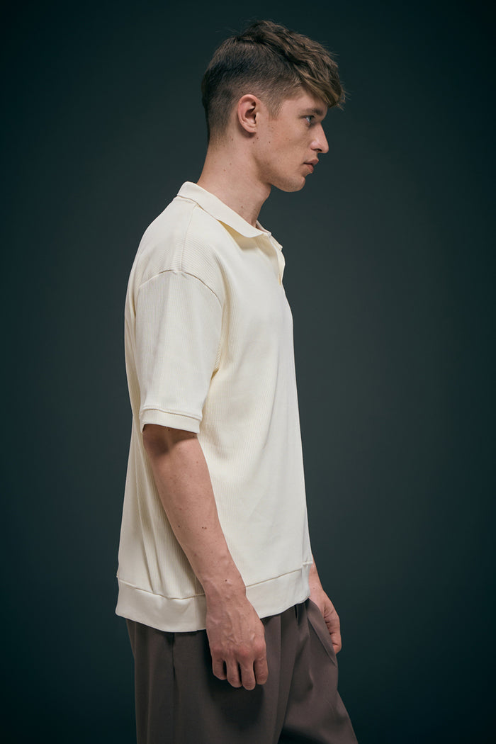 Old Money Knit Polo - Powder White Polo T-SHIRT Maxzone Clothing