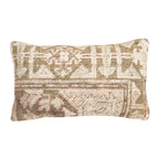 Handmade traditional Turkish oushak pillow cover made with vintage rugs 12x20 olive and cream